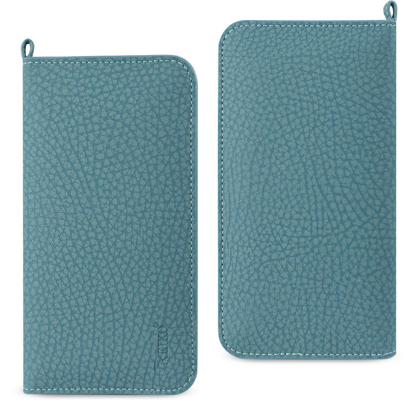 REIKO UNIVERSAL WALLET PHONE CASE WITH SIDE POCKETS AND MAGNETIC FLAP FOR IPHONE 6 /6S (5.59X2.79X0.42 INCHES) IN NAVY (FC33-562804NV)